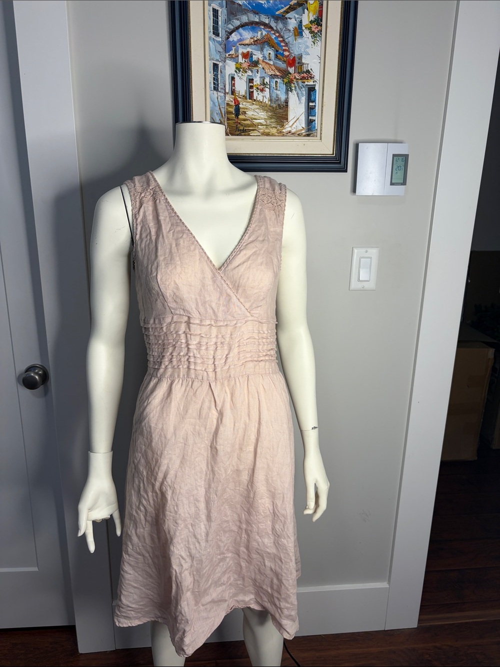 Sleeveless linen Pink Summer Dress